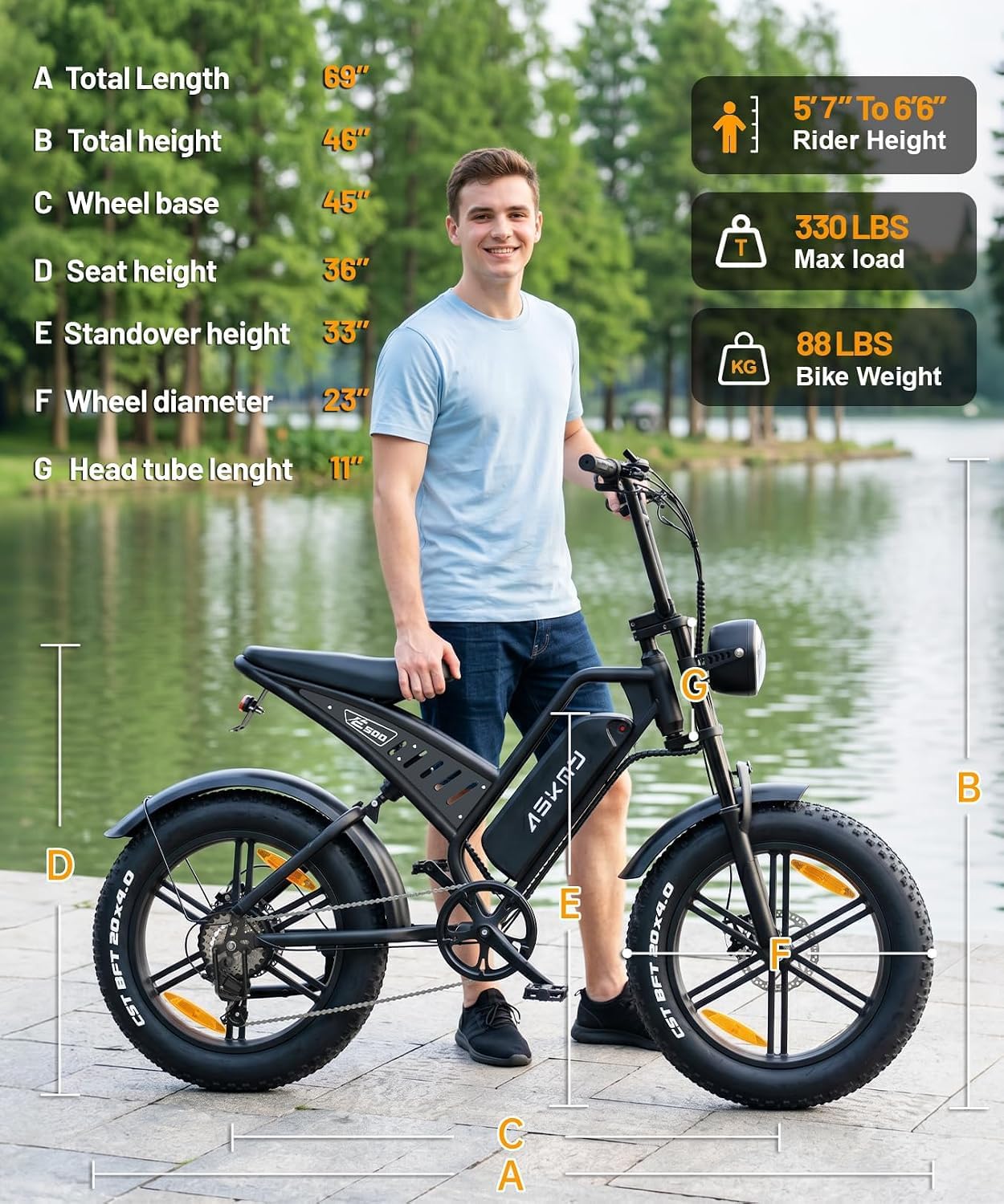 Electric Bike for Adule, 1500W Peak Motor 30-60 Miles PAS Range (48V 15Ah)
