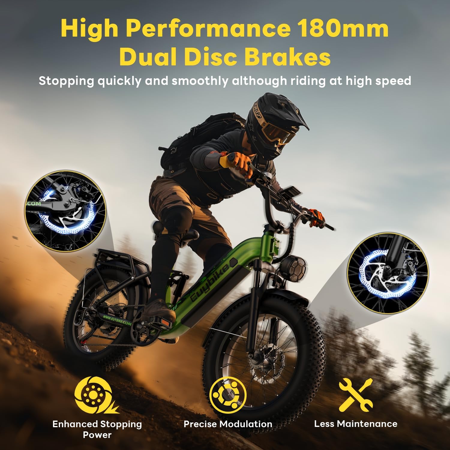 EUYBIKE Electric Bike for Adults 1400W Peak, 48V 20AH(960WH) Removable Battery, 20"x4" Fat Tire Full Suspension 80 Miles Range Step-Thru Hunting Ebike, 7-Speed Dual Brakes Electric Bicycle