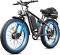 6000W Electric Bike for Adults,60V 1200WH 50MPH Dual Motor Mountain Ebike Up to100 Miles Long Range Electric Bicycle 24" Fat Tire Fast Bicycle for Men Women with Bag