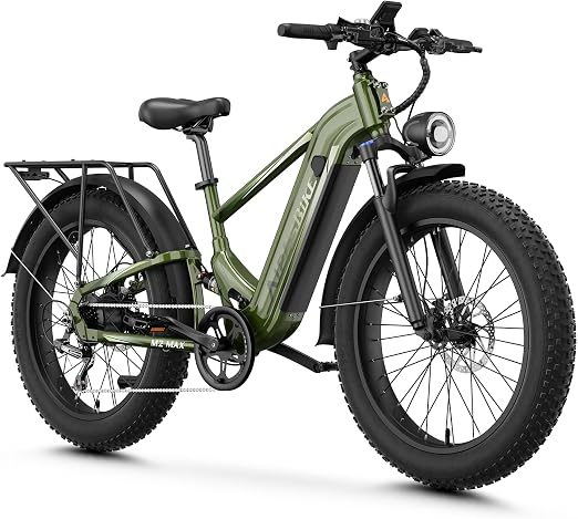 Aipas M2 Max Electric Bike for Adults, 1800W Peak Motor Electric Mountain Bike, 26" x 4.0"Fat Tire Ebike with 48V 17.5Ah Battery, Up to 85 Miles Range, Hydraulic Disc Brakes, Air Suspension, 7 Speed