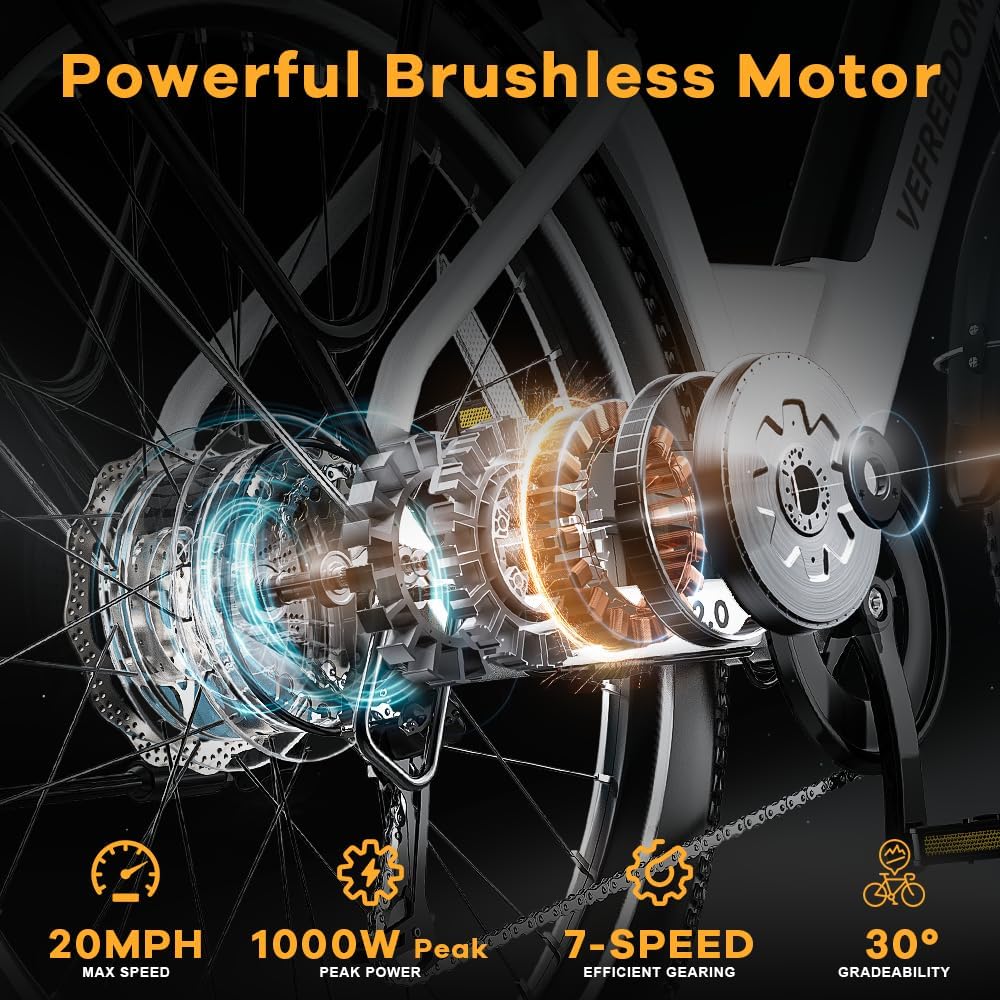 1000w Peak Electric Bike for Adults,up 80 Miles 48V 15AH Removable Battery Ebike, 26" UL Certified Electric Mountain E Bike Adult Electric Bicycles for Commute Beach Snow