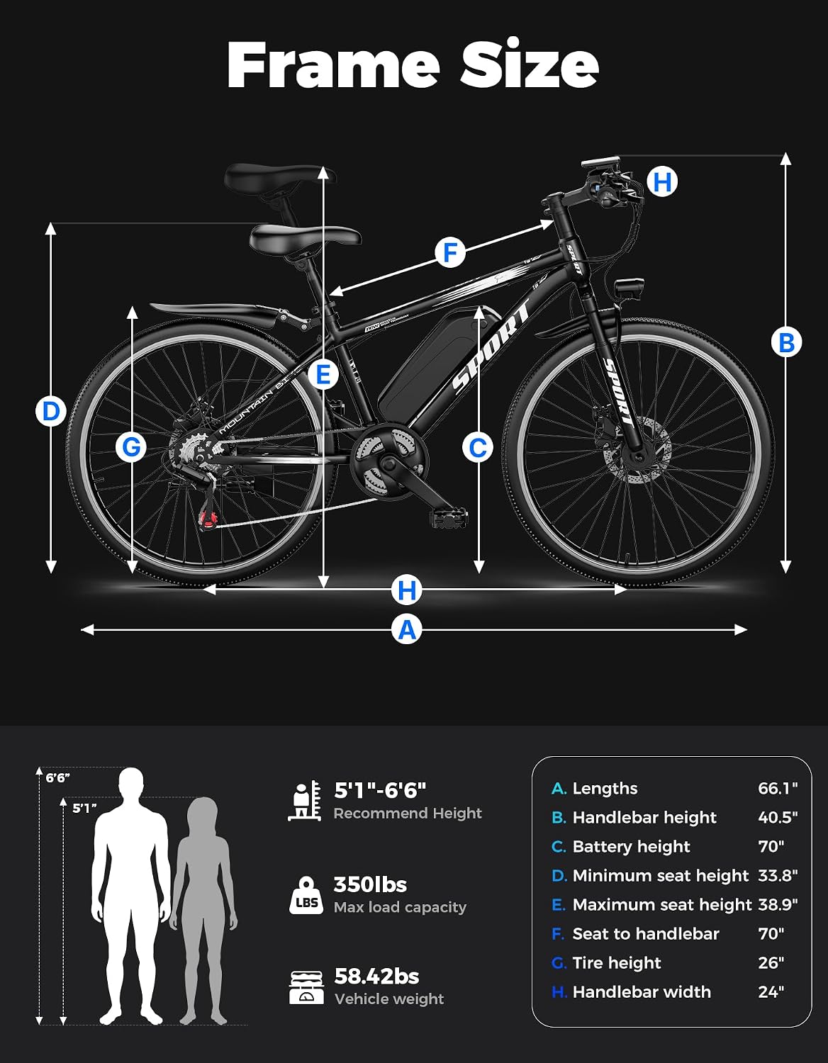 Misodo Electric Bike for Adults, 1500W Peak Mountain Ebike with 28 MPH, 65 Miles Range, 48V 10Ah Removable Battery 26" Ebike for Commute