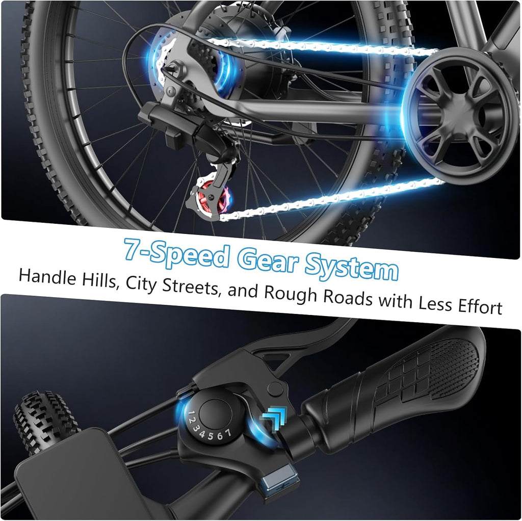 Electric Bike for Adults, 1500W Peak Ebike with 48V 12Ah Removable Battery, 26 inch Electric Bicycles for Commute, City Cruiser E-Bike for Adult, Step-Thru,7-Speed, Up to 25MPH 65 Miles