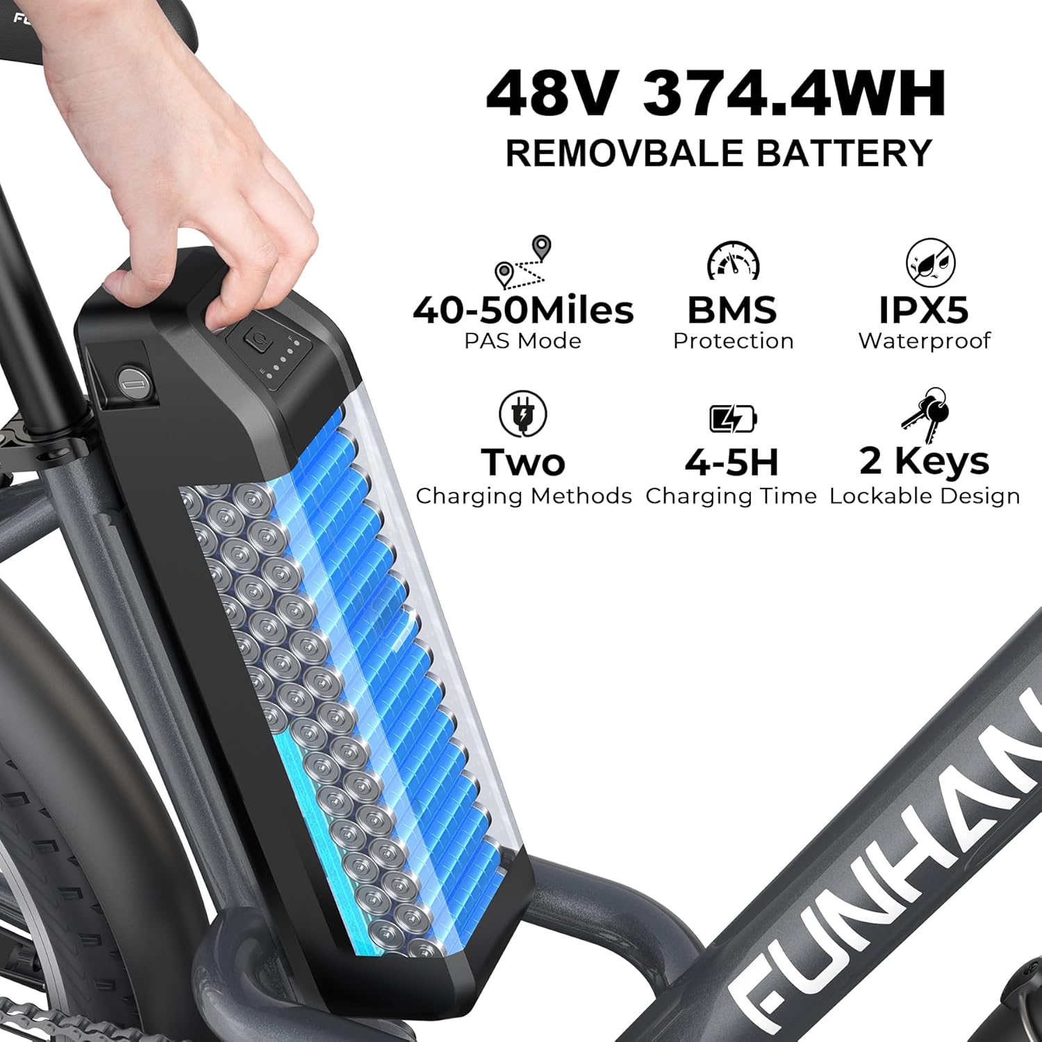 Funhang Electric Bike for Adults, 26" City Cruiser Ebike with 1000W Peak Motor, 20MPH 50 Miles Commuter Adult Electric Bicycles with 48V Battery, Adjustable Stem, 7-Speed, UL 2849 Certified