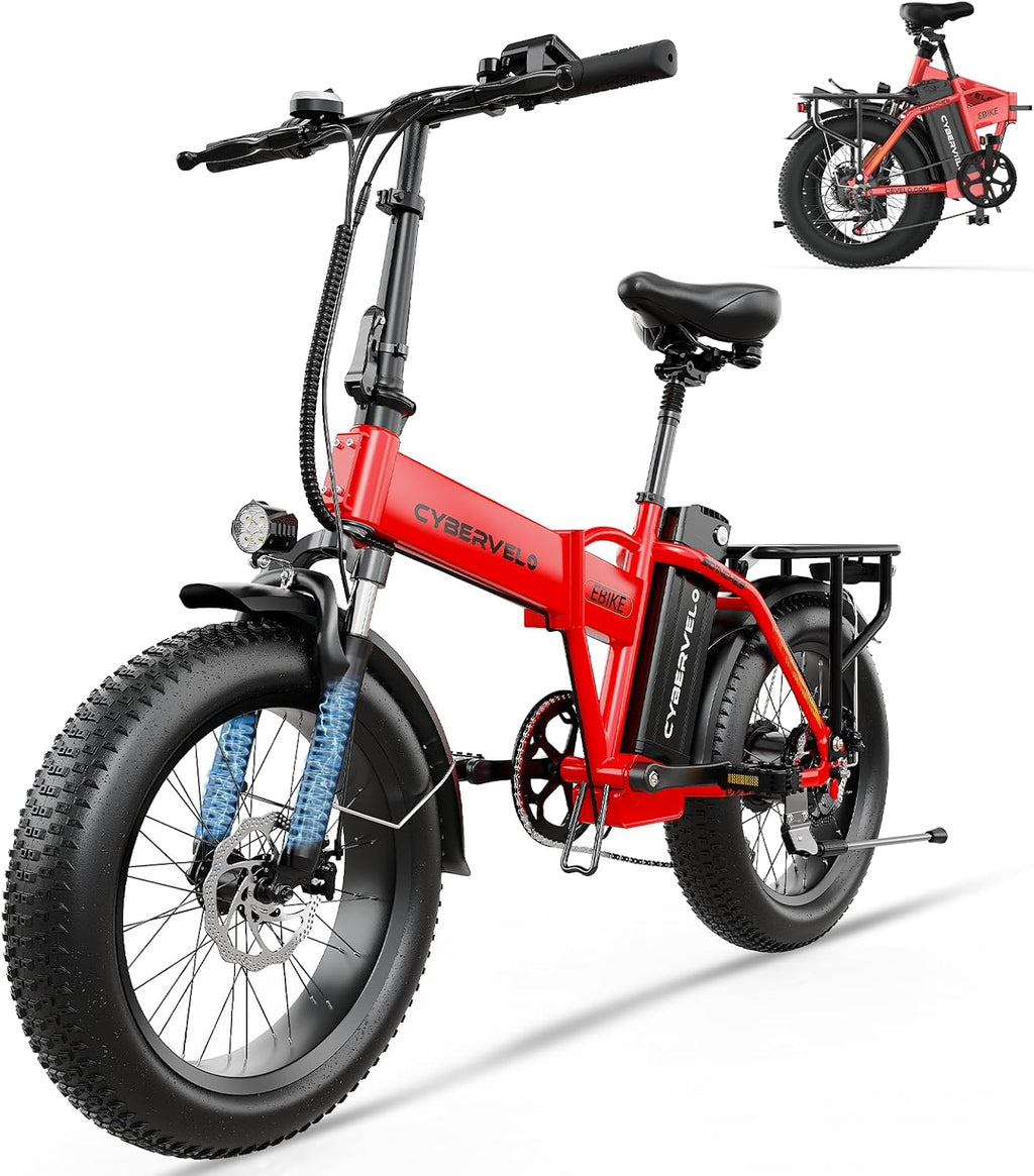 1000W Folding Electric Bike for Adults,60 Miles,20MPH,48V 20.8Ah Battery,20" Fat Tire Electric Bike,Front Suspension,7-Speed Commuter Ebike,UL2849 Certified