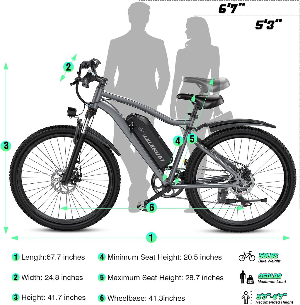 Electric Bike for Adults, 26" Commuter Ebikes with 7-Speed Gears, 25MPH Lightweight E Bike, 720W Peak Motor, 375Wh Removable Battery, 50 Miles Range, Electric Mountain Bicycle for All Terrain (White)