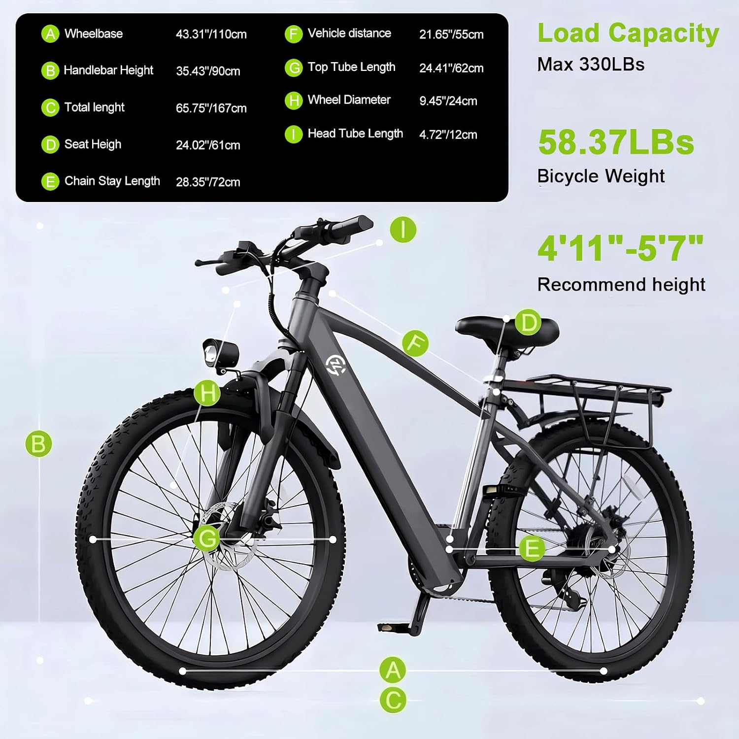 Electric Bike for Adults, 24" Electric Bicycle with 1000W Peak Motor | 2026 Upgrade Full Suspension Mountain Ebike 48V 504Wh Battery 20MPH Commuting e Bike, 7-Speed ebikes for Adults