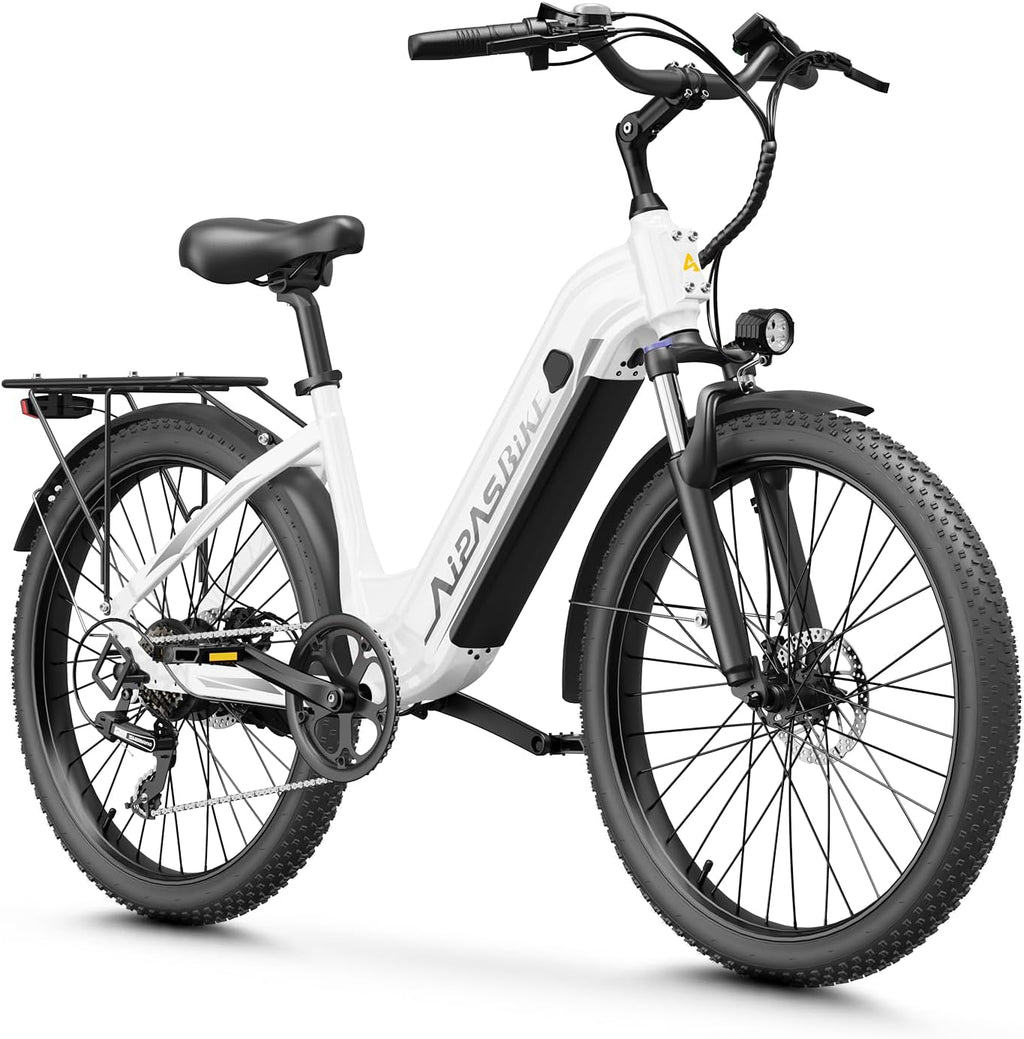 Aipas C1 Max Electric Bike for Adults Commuter, 85 Miles Long Range Ebike with 1100W Peak Motor, 24" All Terrain Electric Bicycle with 48V Removable Battery, Adjustable Suspension, 500LB Capacity