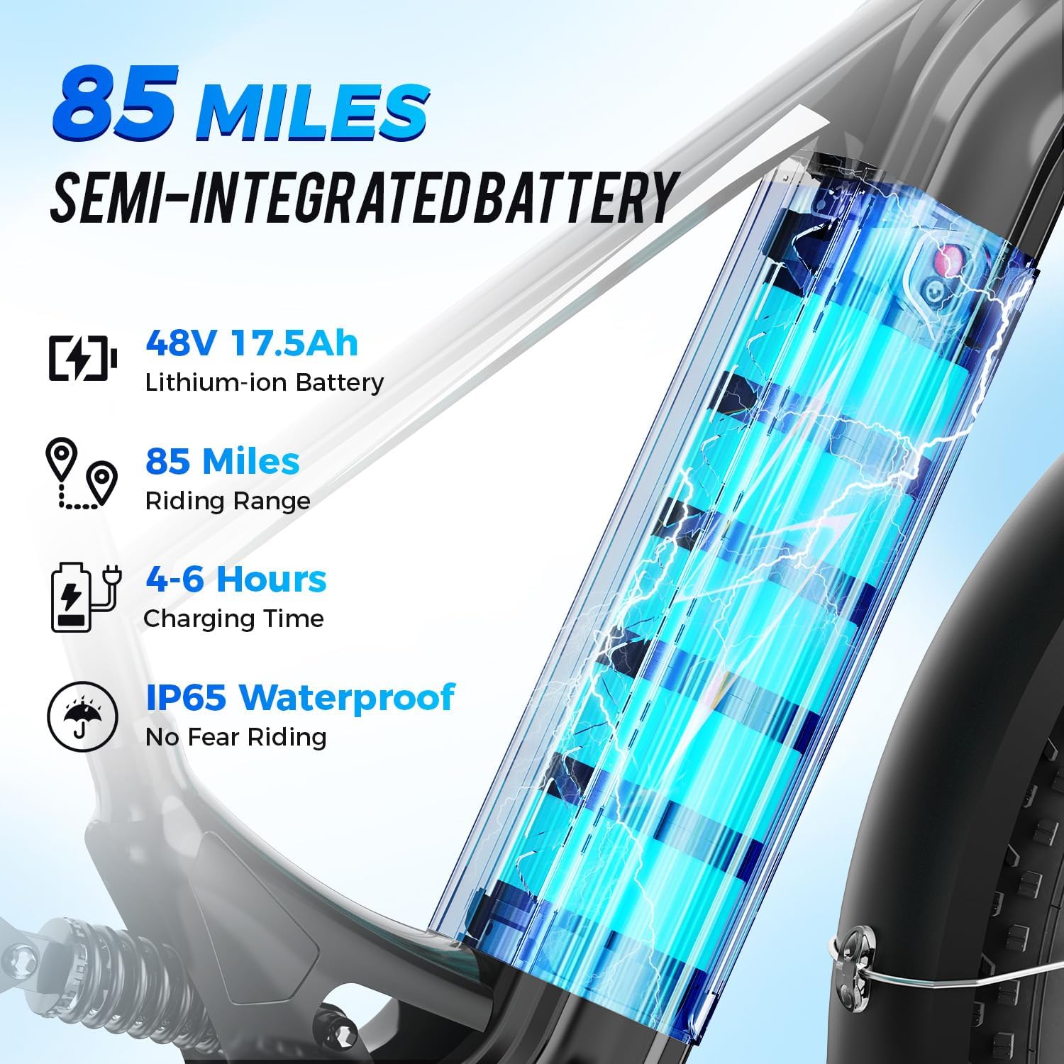 M2 Pro Electric Bike for Adults, 1800W Peak Motor Ebikes, 48V 17.5Ah Removable Battery, 26" x 4" Fat Tire Electric Bicycle, Electric Mountain Bike Up to 85 Miles Range, Dual Suspension, 7 Speed