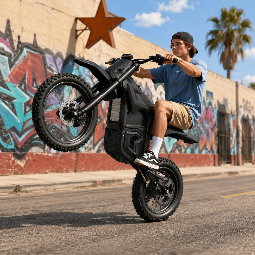Q1 Electric Dirt Bike for Adults & Teens, 6000W Peak Mid-Drive Motor, 60 MPH Electric Motorcycle, 60V 30Ah Removable Battery, 60-Mile Range, Hydraulic Brakes & Full Suspension