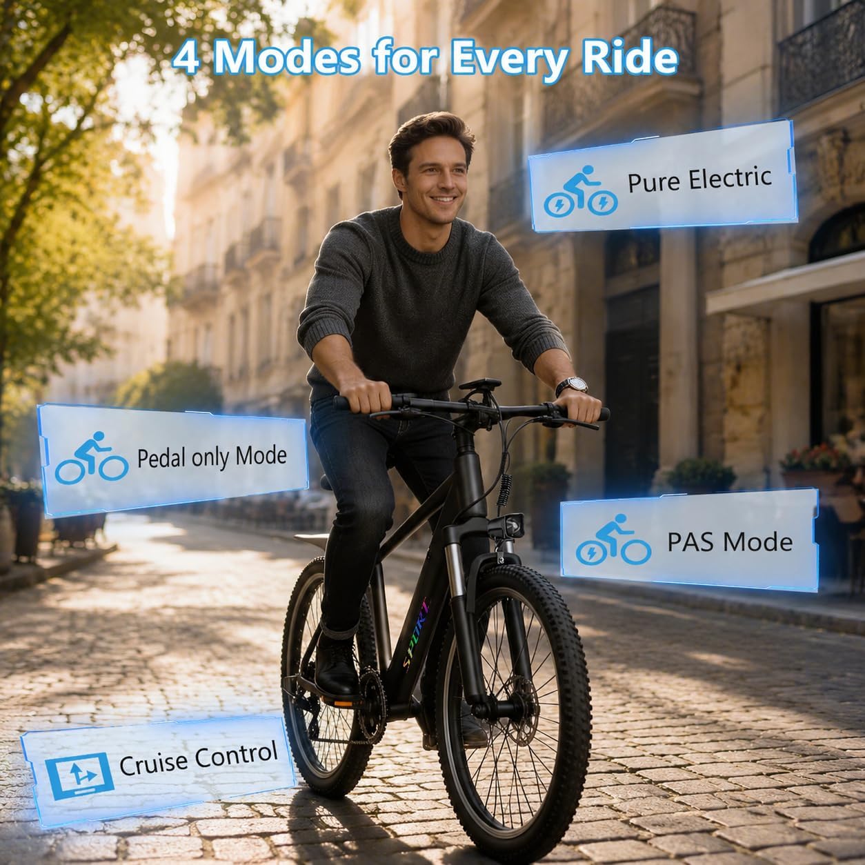 Electric Bike for Adults, 1500W Peak Ebike with 48V 12Ah Removable Battery, 26 inch Electric Bicycles for Commute, City Cruiser E-Bike for Adult, Step-Thru,7-Speed, Up to 25MPH 65 Miles