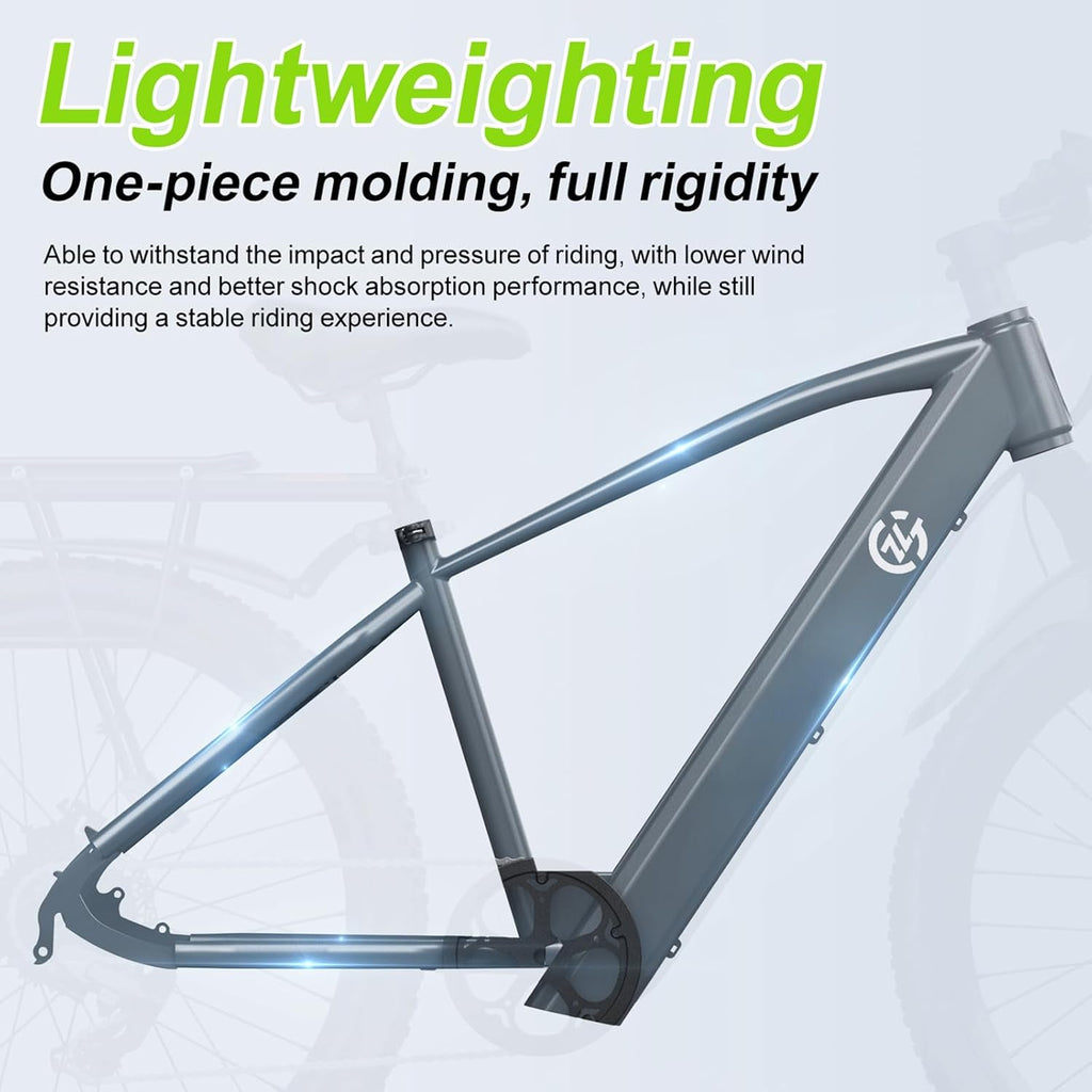 Electric Bike for Adults, 24" Electric Bicycle with 1000W Peak Motor | 2026 Upgrade Full Suspension Mountain Ebike 48V 504Wh Battery 20MPH Commuting e Bike, 7-Speed ebikes for Adults