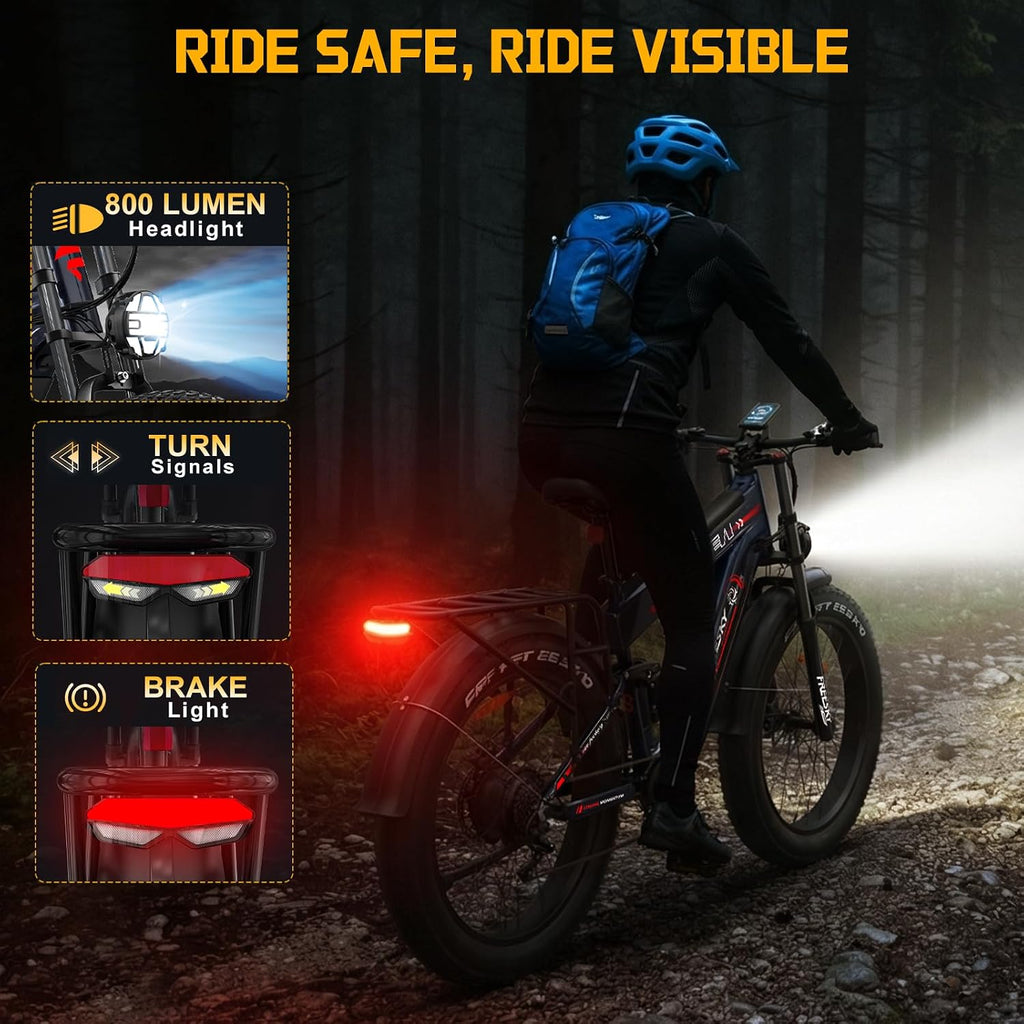 FREESKY 2026 Alaska Pro Dual Battery 48V 45AH LG Cells 200 Miles 40MPH Electric Bike for Adult, 4000W High-Torque Motor Long Range Fat Tire Ebike, 26" Mountain E Bike, UL 2849 Certified by TÜV