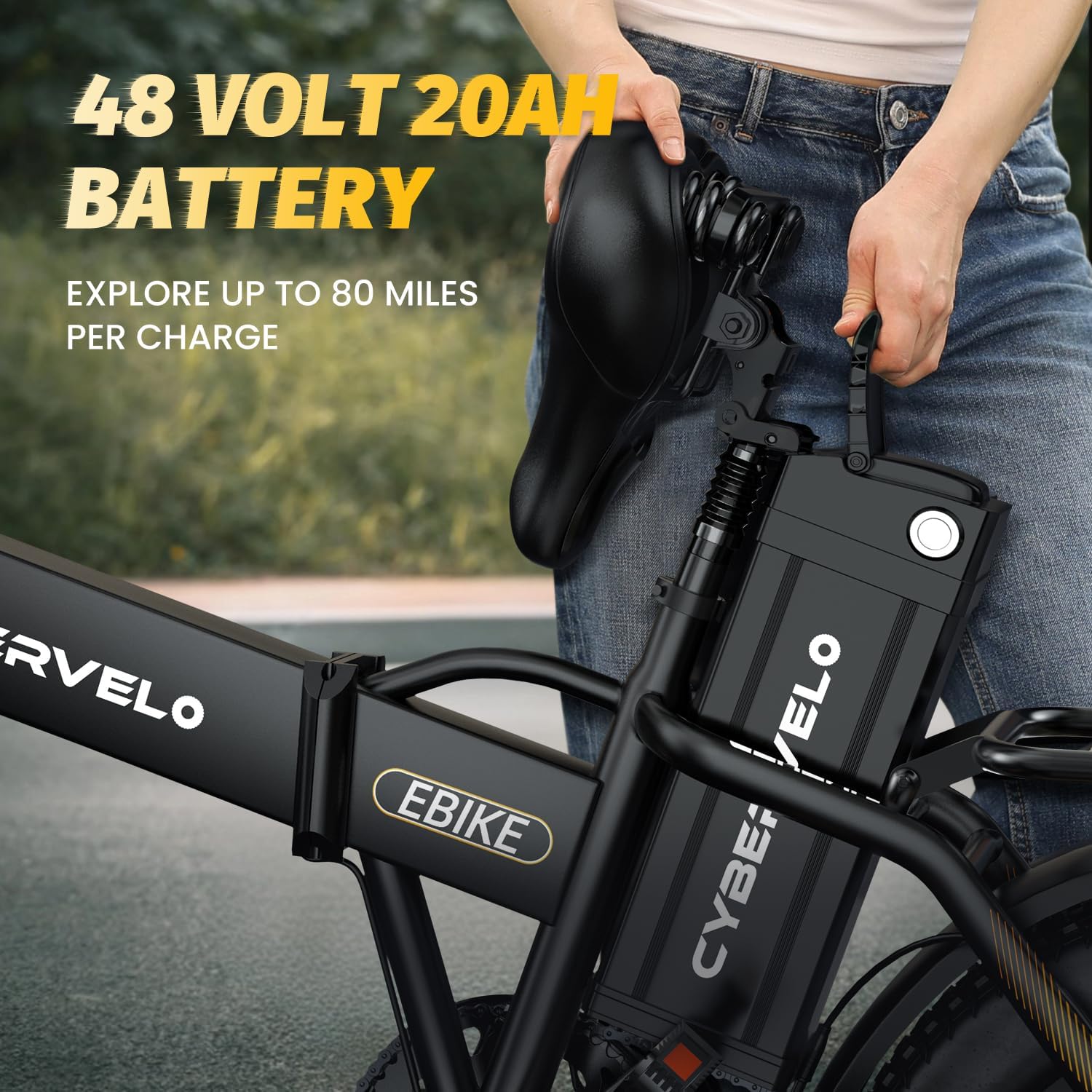 1000 Peak Electric Bike for Adults,up 80 Miles Removable Battery Ebike, 20" Electric E Bike with 7-Speed,Adult Electric Bicycles for Commute Beach Snow All Terrain