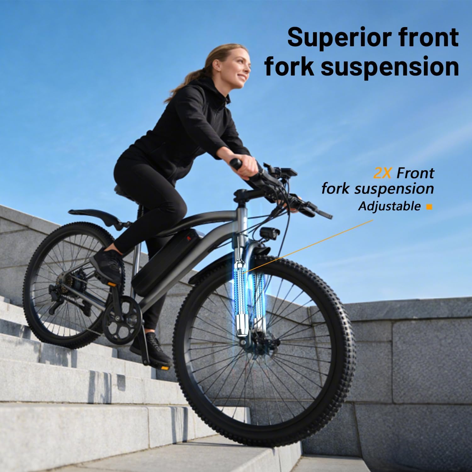Electric Bike for Adults & Teens, 26 Inch 1500W Peak Ebike, 25 MPH, 50+ Mile Range, UL 2849 Certified E Mountain Bike, 7-Speed Commuter Bicycle for Road, Snow