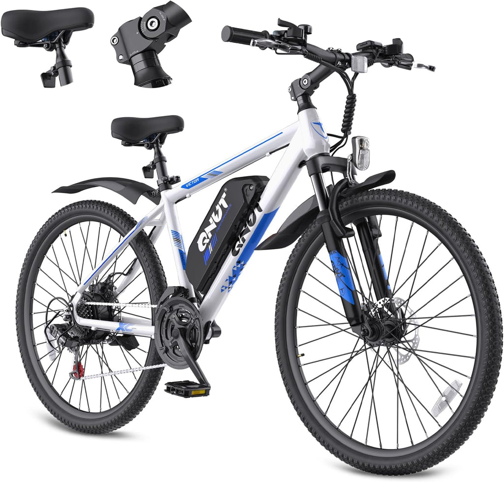 QNUT Electric Bike for Adults with Peak 1000W Motor 26" Victor Mountain Lightweight Ebike, 10.4Ah/7.8Ah Removable Battery Bicycle Up to 40-60 Miles E Bikes Commuter E-MTB for Teens Men Women, UL 2849