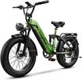 EUYBIKE Electric Bike for Adults 1400W Peak, 48V 20AH(960WH) Removable Battery, 20"x4" Fat Tire Full Suspension 80 Miles Range Step-Thru Hunting Ebike, 7-Speed Dual Brakes Electric Bicycle