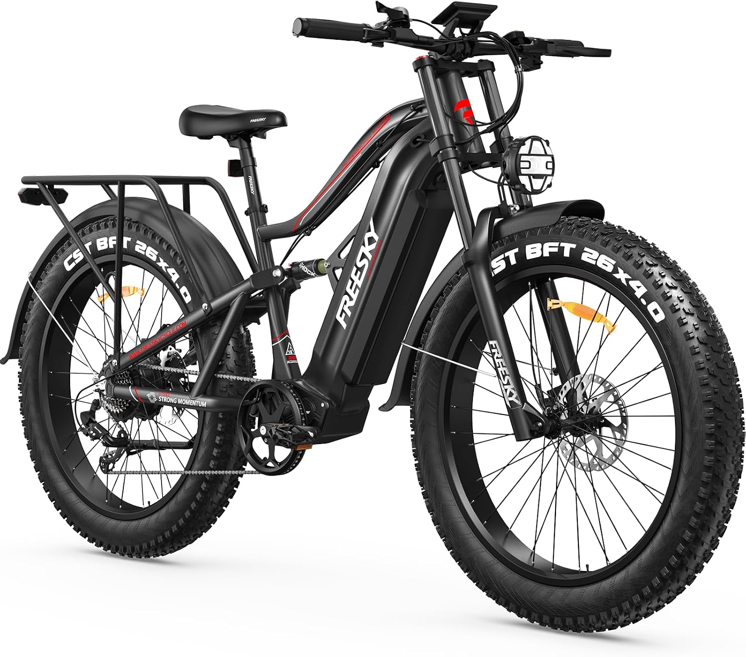 FREESKY 3500W BAFANG Motor Electric Bike for Adults, 48V 35Ah LG Cells Battery Ebike 140 Miles, 38+MPH, 26" Fat Tire Dirt All-Terrain Mountain E Bike, Full Suspension, UL 2849 Certified by TÜV
