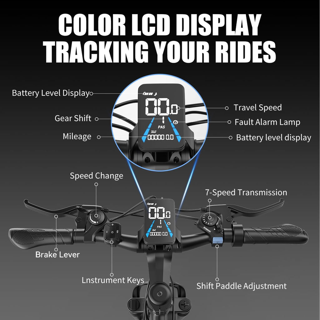 Electric Bike for Adults – 7 Speed 26" Mountain E-Bike, 1000W Peak Brushless Motor 25MPH,375Wh Removable Battery, Up to 25-40 Miles Range, Step Over Commuter, Electric Bike is UL 2849