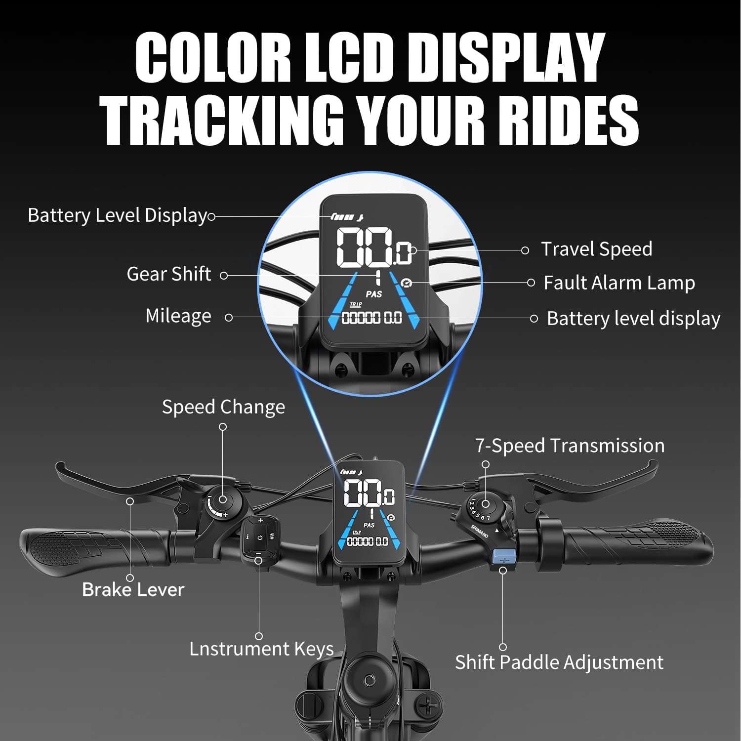 Electric Bike for Adults – 7 Speed 26" Mountain E-Bike, 1000W Peak Brushless Motor 25MPH,375Wh Removable Battery, Up to 25-40 Miles Range, Step Over Commuter, Electric Bike is UL 2849