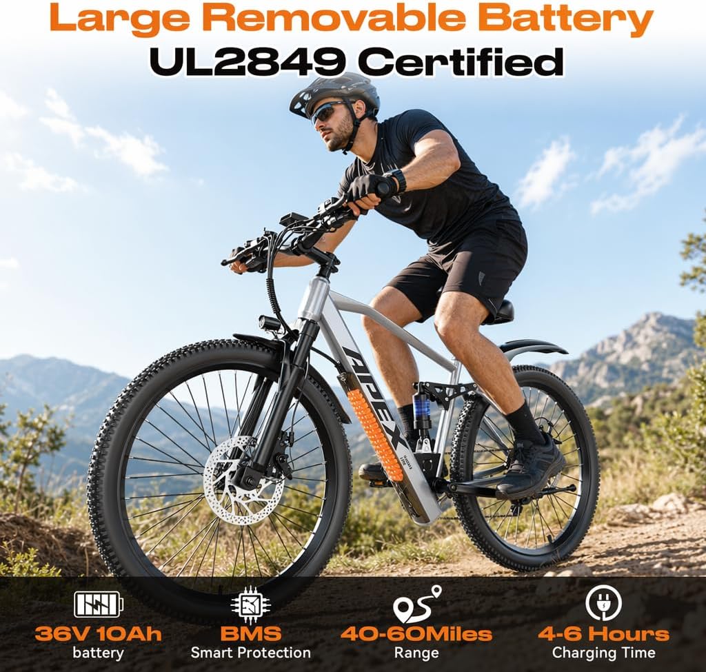 26" Electric Bike for Adults, 1500W Peak Motor,28MPH 65 Miles Commuter E-Bike, UL 2849 Certified,7-Speed Electric Mountain Bike for City, Park and Riding