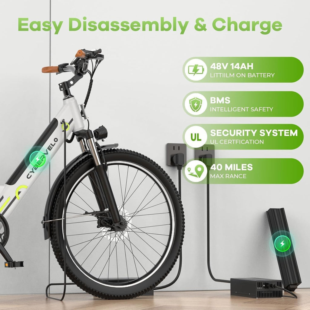 Electric Bike for Adults, with 1000W Motor,48V Removable Battery,60Miles,20MPH,Electric Commuter Bike for Women/Man,UL2849 Certified,7 Speed,Step-Thru Ebike