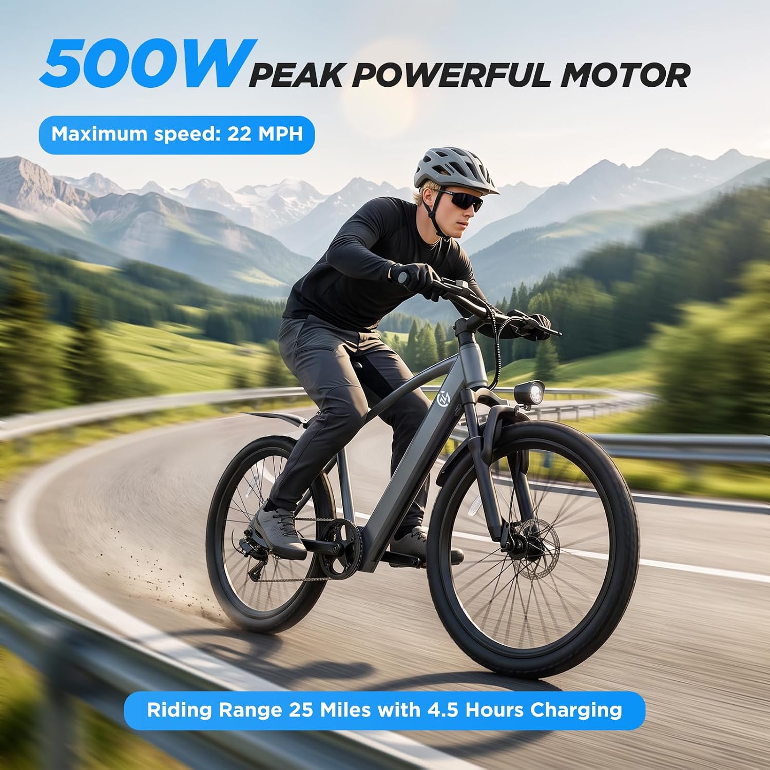 Electric Bike for Adults and Teens, 1000W Peak Motor, 22 Mph 42 Miles Ebike | 24'' Electric Mountain Bike, 5-Speed Pedal-Assist Modes, Range30/50 Miles, Dual Disc Brakes Eletric Bike with 7-Speeds