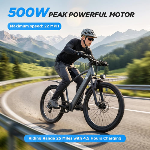24'' Electric Bike for Adults, Electric Mountain Bike with 22 Mph 40 Miles | Eletric Bike with 1000W Peak Motor, 5-Speed Pedal-Assist Modes, Range 30/40 Miles, 7-Speed Dual Disc Brake E Bike with Pedals