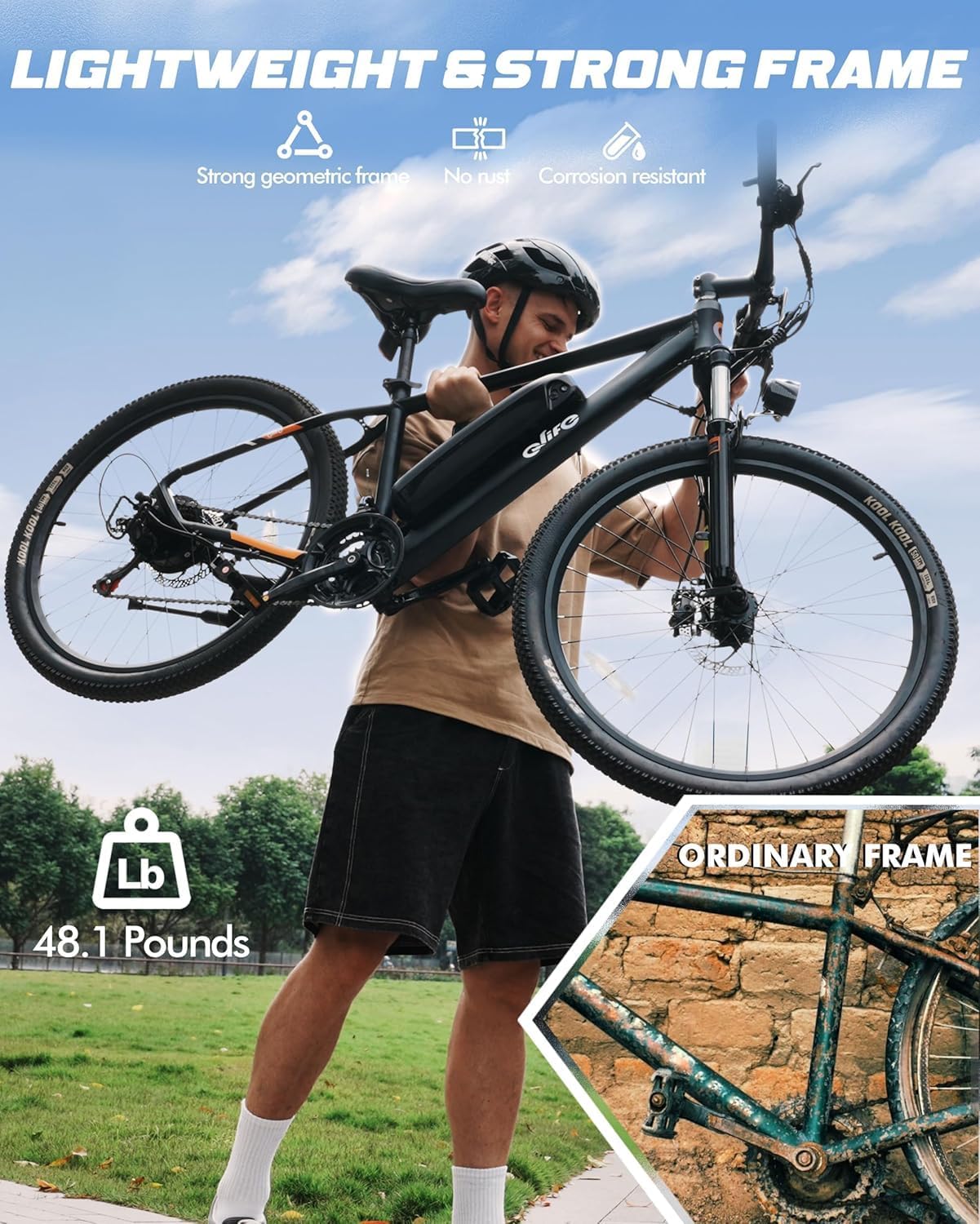 Qlife Racer Electric Bike for Adults - 21-Speed Mountain Lightweight Ebike with Peak 1000W 20+MPH Brushless Motor,375Wh Removable Battery,26X2.1 Tire Step Over E-MTB,Up to 40 Miles