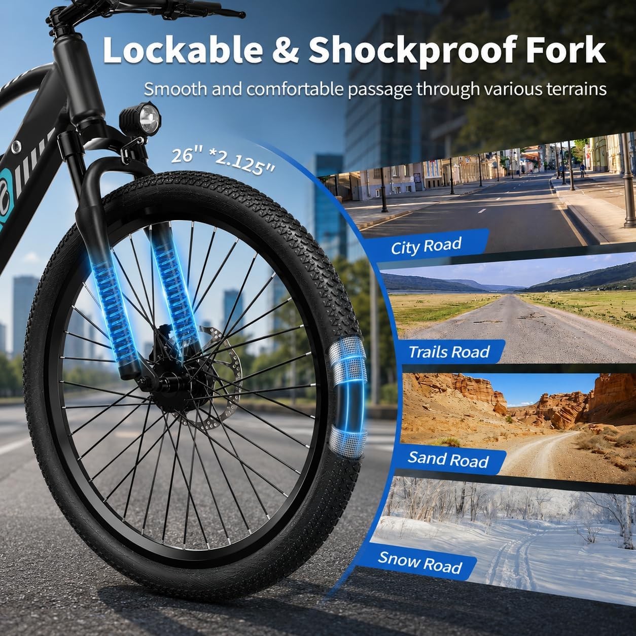 26" Electric Bike for Adults,750W Peak Motor Ebike with 480Wh Removable Battery,20MPH and 50 Miles Range Electric Commuter Bike,7-Speed,UL 2849 Security Certified