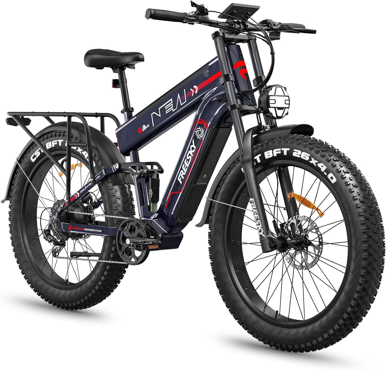 FREESKY 2026 Alaska Pro Dual Battery 48V 45AH LG Cells 200 Miles 40MPH Electric Bike for Adult, 4000W High-Torque Motor Long Range Fat Tire Ebike, 26" Mountain E Bike, UL 2849 Certified by TÜV