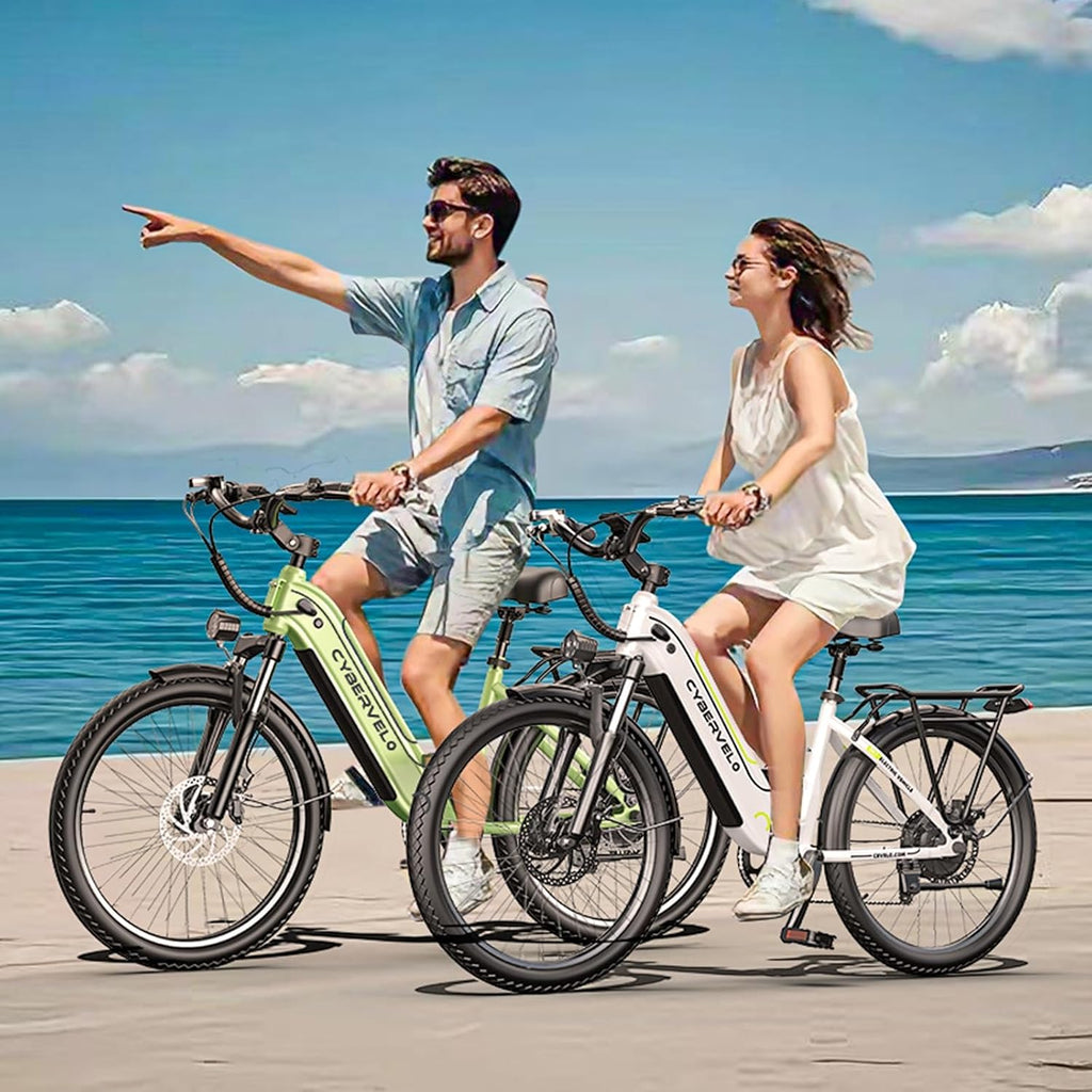 750 Peak Electric Bike for Adults,up 80 Miles Removable Battery Ebike, 26" Electric E Bike with 7-Speed,Adult Electric Bicycles for Commute Beach Snow White Womens All Terrain