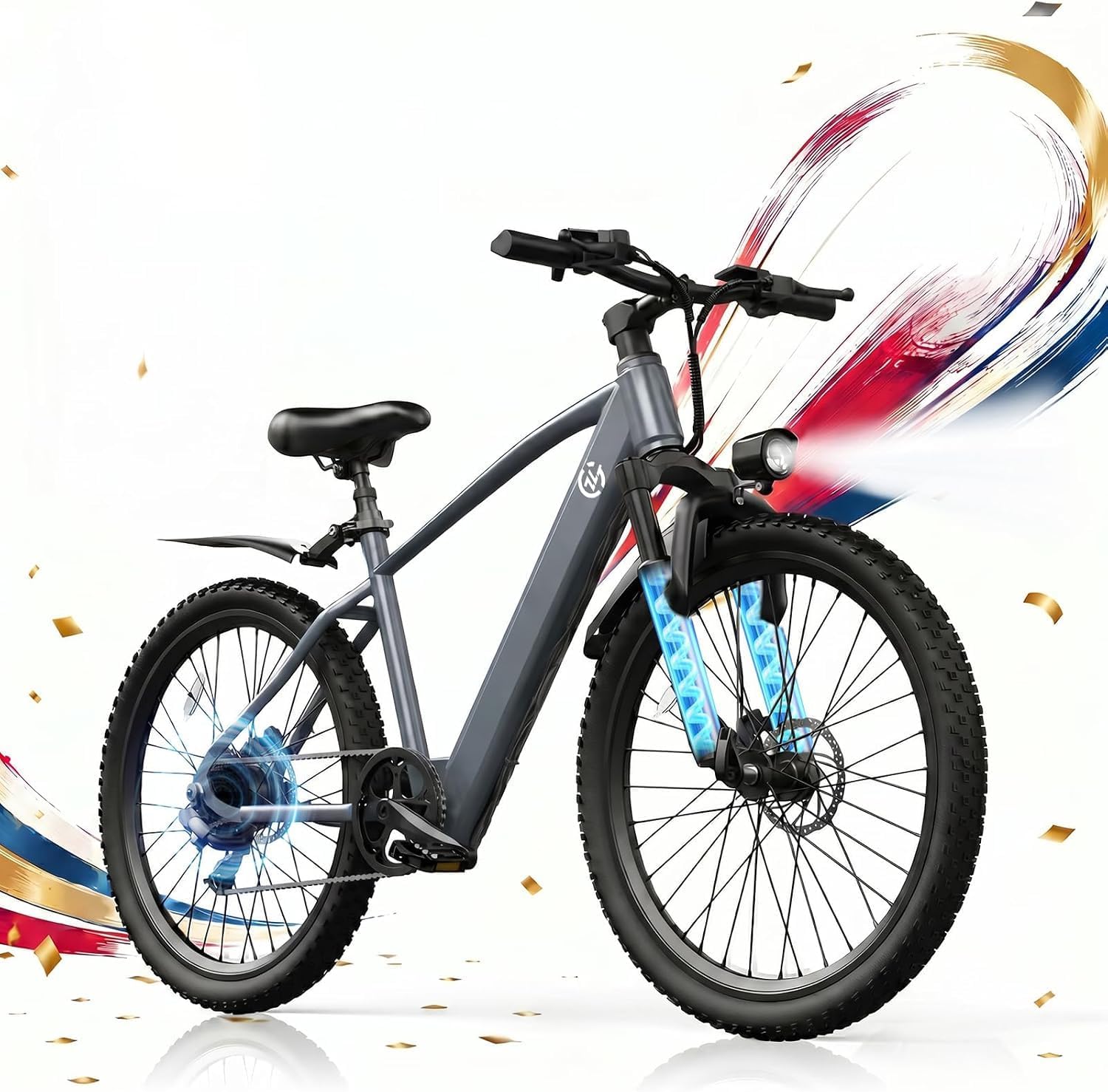 24'' Electric Bike for Adults, Electric Mountain Bike with 22 Mph 40 Miles | Eletric Bike with 1000W Peak Motor, 5-Speed Pedal-Assist Modes, Range 30/40 Miles, 7-Speed Dual Disc Brake E Bike with Pedals