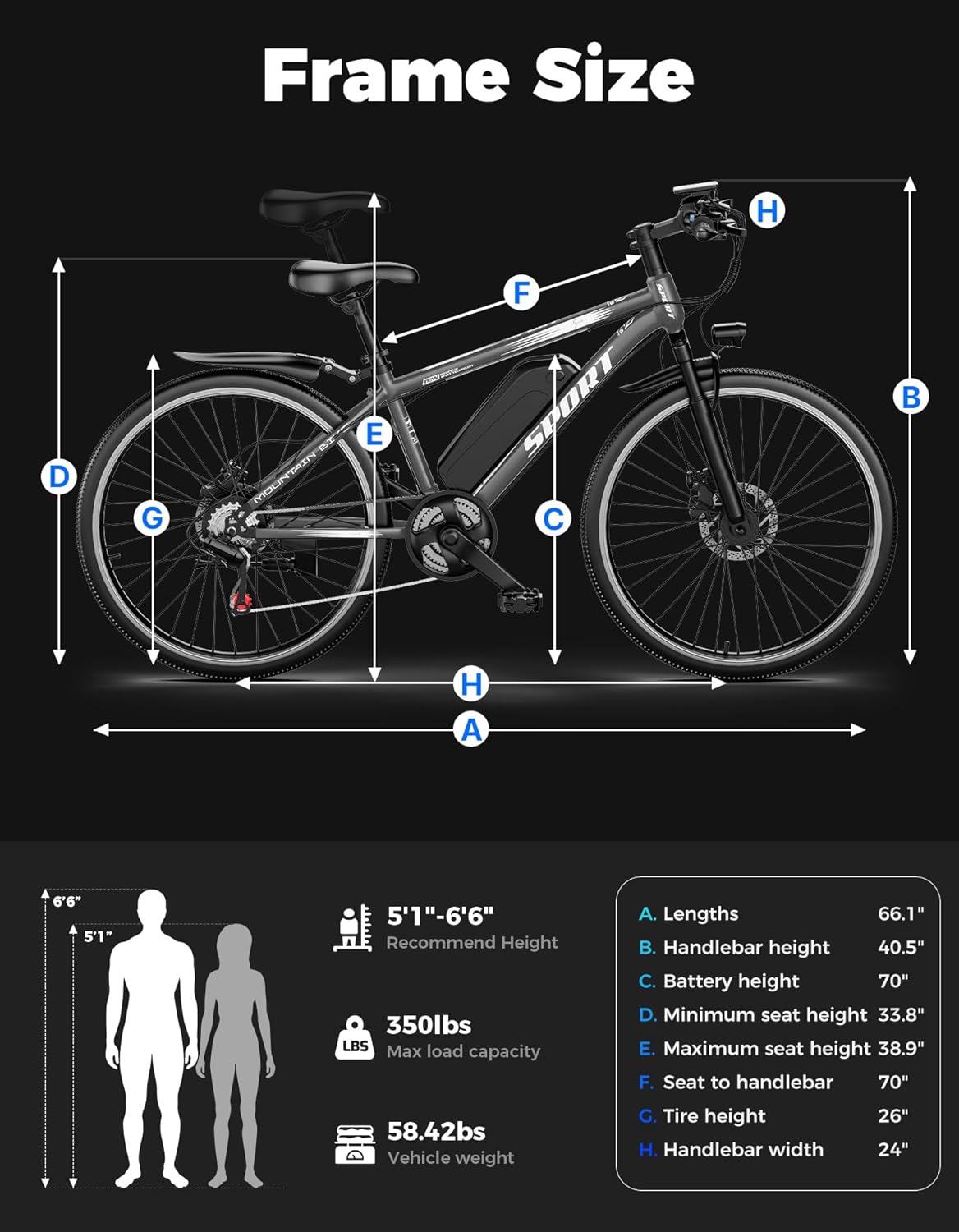 Misodo Electric Bike for Adults, 1500W Peak Mountain Ebike with 25 MPH, 65 Miles Range, 48V 10Ah Removable Battery, Dual Brakes, 26" Ebike for Commute