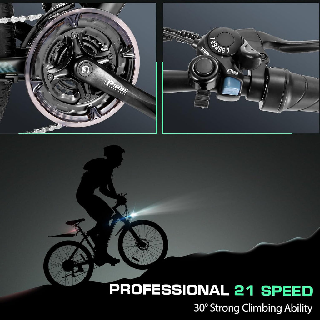 Vivi Electric Bike for Adults, 27.5" Big Tire Shock Absorption E Bicycle | Peak 1000W Mountain Bicycle with 48V 10.4AH Removeable Battery, 50 Miles, Disc Brake, Mountain Adult Bike, Certified UL 2849