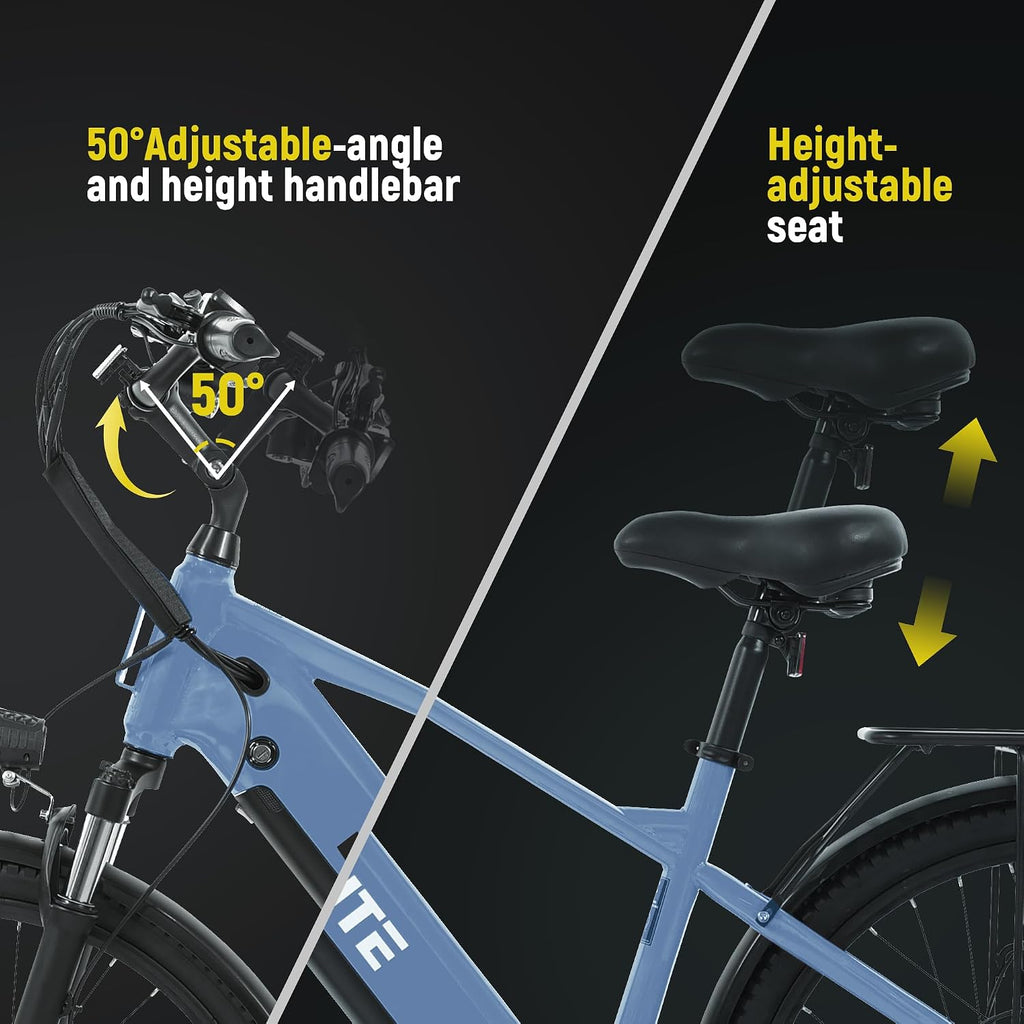 ESKUTE 70Miles 28MPH 840 WH Removable Battery e-Bike, Electric Bike for Adults-1300w Peak Ebike, Step Over Electric Bicycle, 7-Speed 26'' tire, Adjustable Stem, 7-Speed 26'' tire, Adjustable Stem