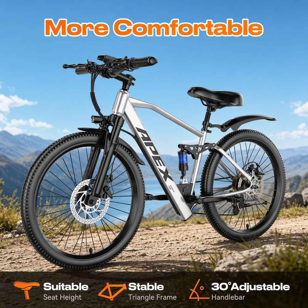 26" Electric Bike for Adults, 1500W Peak Motor,28MPH 65 Miles Commuter E-Bike, UL 2849 Certified,7-Speed Electric Mountain Bike for City, Park and Riding