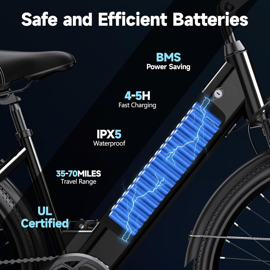 Electric Bike for Adults,1000/1300W Peak Power,48V 10.4/15.6Ah Removable Battery,28MPH,75-86Miles PAS Range,26" Tire Electric Bicycles,7-Speed,Adjustable Stem and Front Fork Suspension