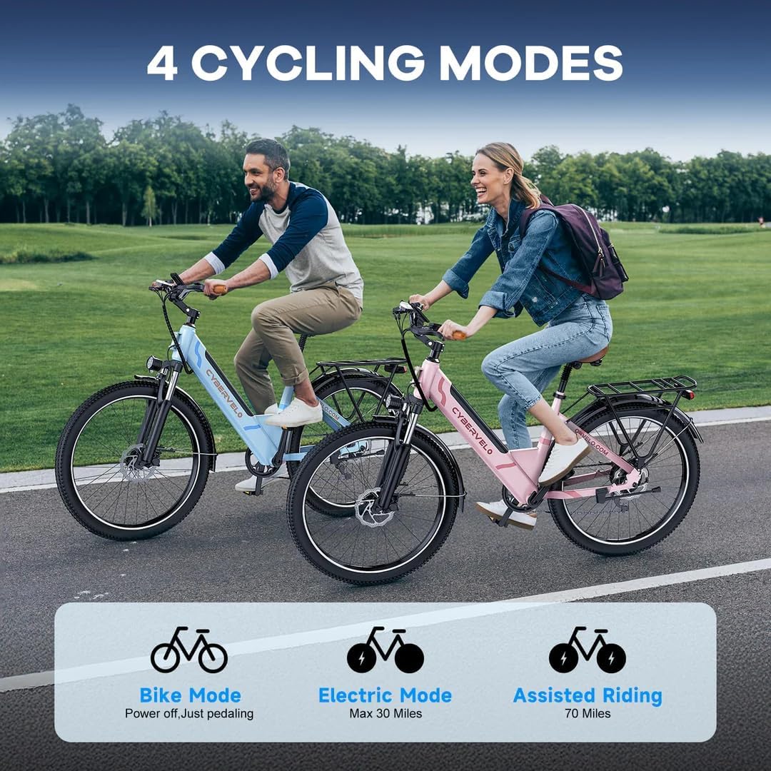 CBVELO Ebikes for Adults，80 Miles Max Range Removable Battery Ebike，26" Electric Bike for Adults Adult Electric Bike for Commute（7-Speed）
