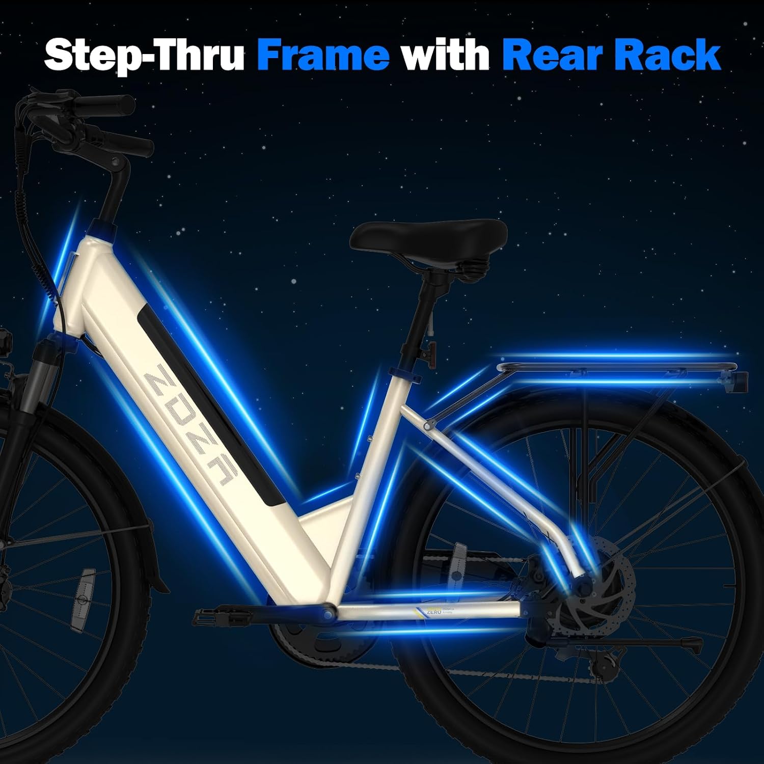 ZDZA Electric Bike for Adults, 1000W Peak Motor, 60 Miles 22Mph Electric Bike, 26" Commuter E Bikes with 48V 10.4Ah Removable Battery, Step-Thru Ebike, Adjustable Stem, 7-Speed & Front Suspension