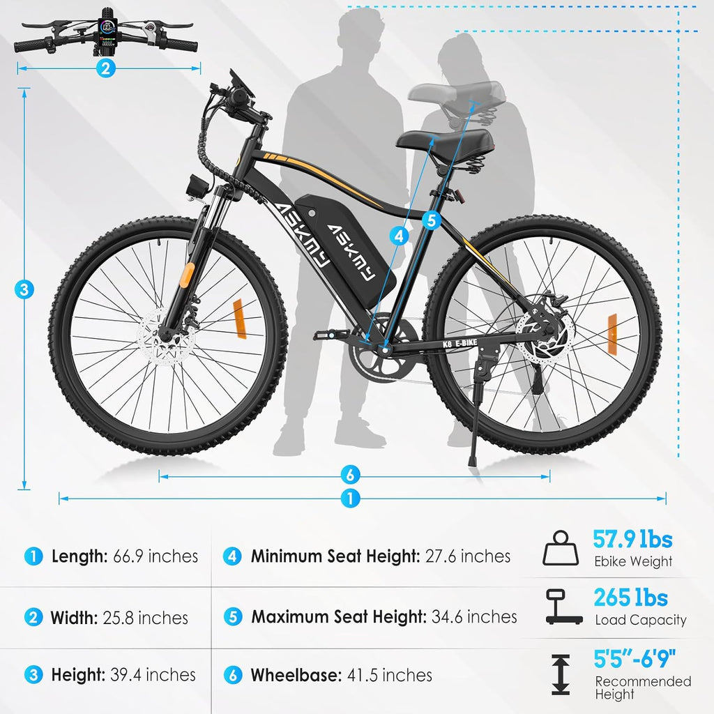 REOCRO Electric Mountain Bike for Adults, 26" E-Bike with 750W Peak, 48V Removable Battery, 45+ Miles PAS Range, 25MPH, 7 Speed, Commuter Ebike for Daily Ride, Electric Bicycle for Teens