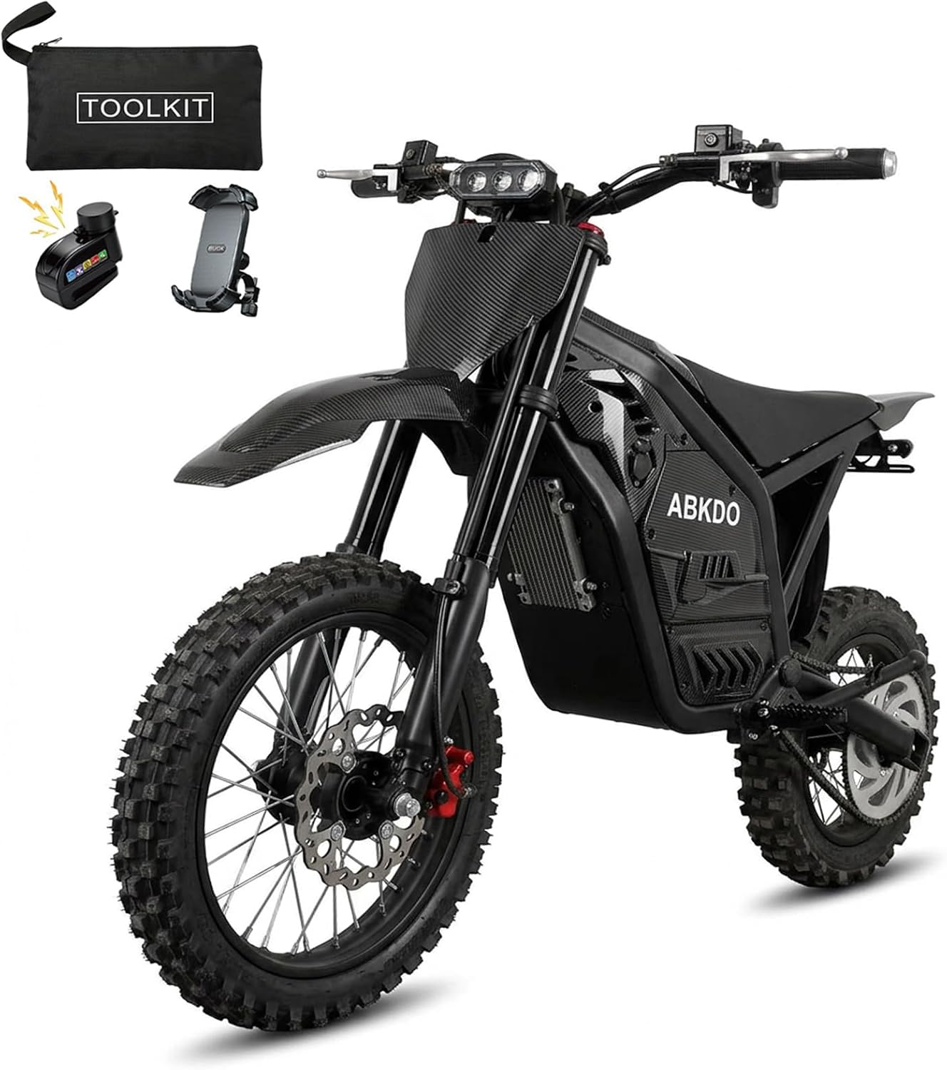 4000W Peak Electric Dirt Bike for Teens Adults, 45 MPH Max Speed, 40 Miles Range, 48V 23Ah Removable Battery, 14" Front/12 Rear Tires,Reverse Function,with Phone Holder & Disc Lock