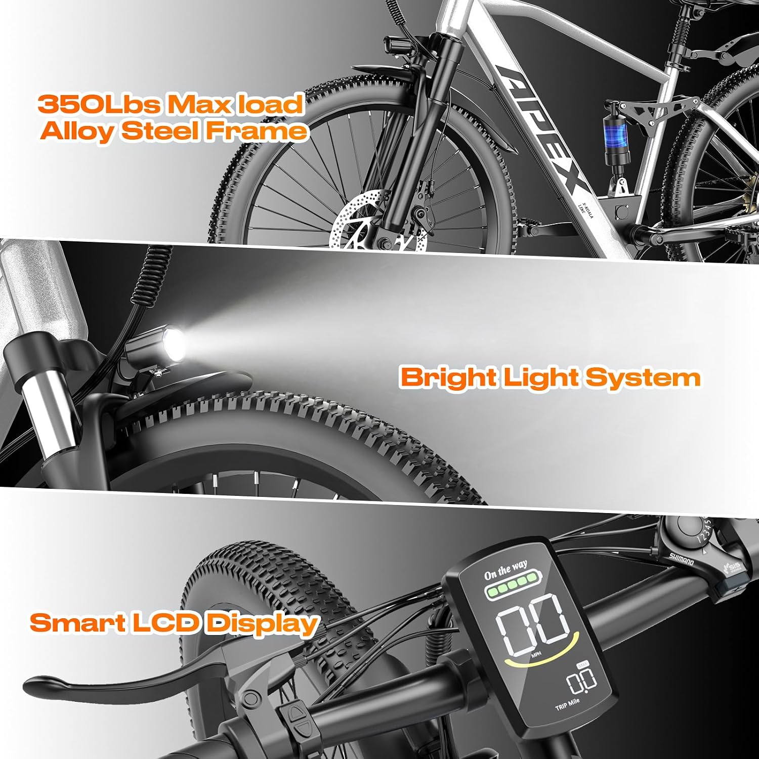 26" Electric Bike for Adults, 1500W Peak Motor Mountain Ebike, 28MPH Up to 65 Miles, UL2849 Certified, 7-Speed, Removable Battery, Shock Absorber, Fat Tire Commuter E-Bike
