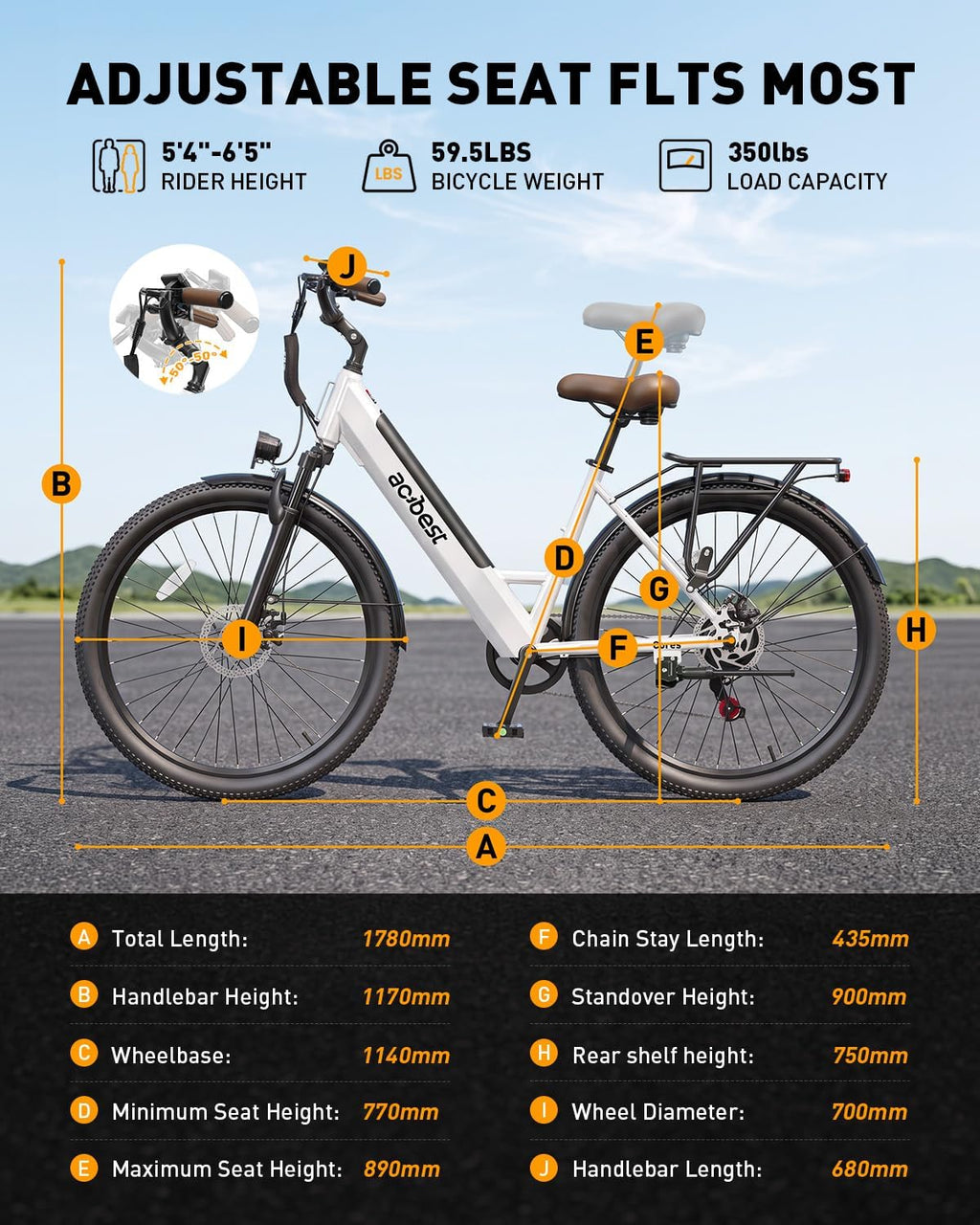 ACTBEST Electric Bike for Adults, Cores 27.5" Electric Commuter Bike Up to 28MPH 70 Miles, with Peak 1200W Motor, 48V 576Wh Removable Battery, 7-Speed City Cruiser Mountain E Bike for Commuting