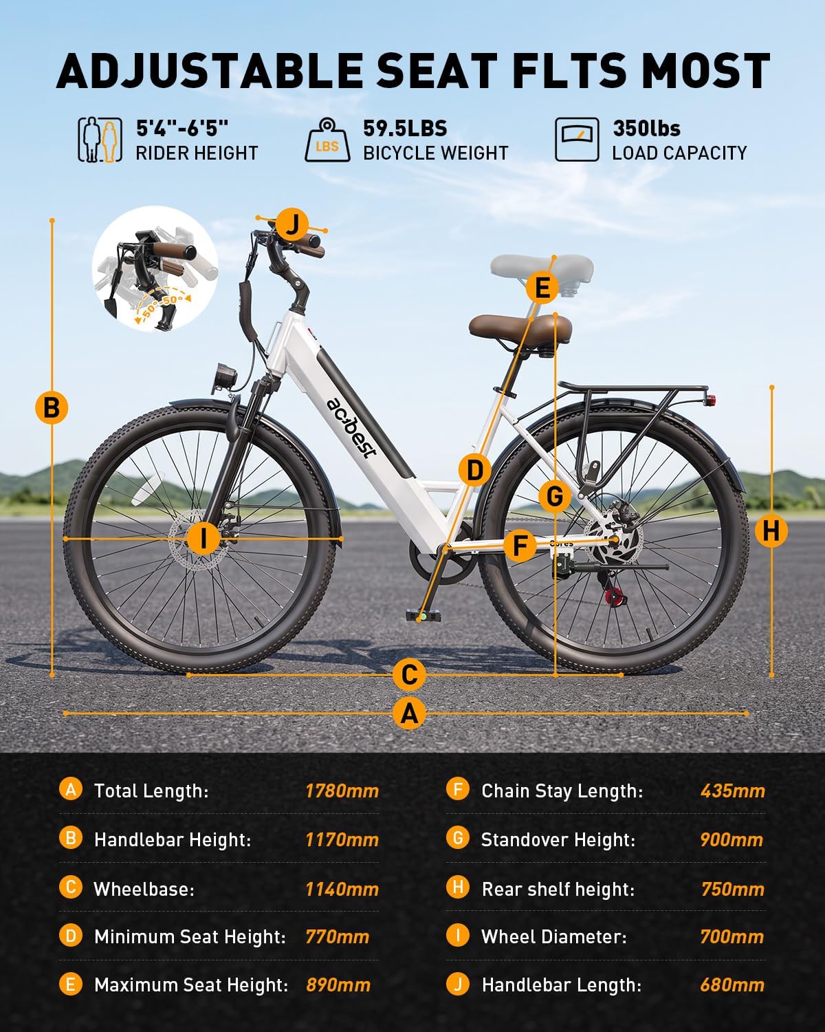 ACTBEST Electric Bike for Adults, Cores 27.5" Electric Commuter Bike Up to 28MPH 70 Miles, with Peak 1200W Motor, 48V 576Wh Removable Battery, 7-Speed City Cruiser Mountain E Bike for Commuting