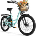24'' Electric Bike for Adults, Peak 1000W Motor, 48V 13Ah Removable Battery 65Miles, Step Through City Cruiser Ebike, Commuter E-Bike with 7-Speed and Front Basket