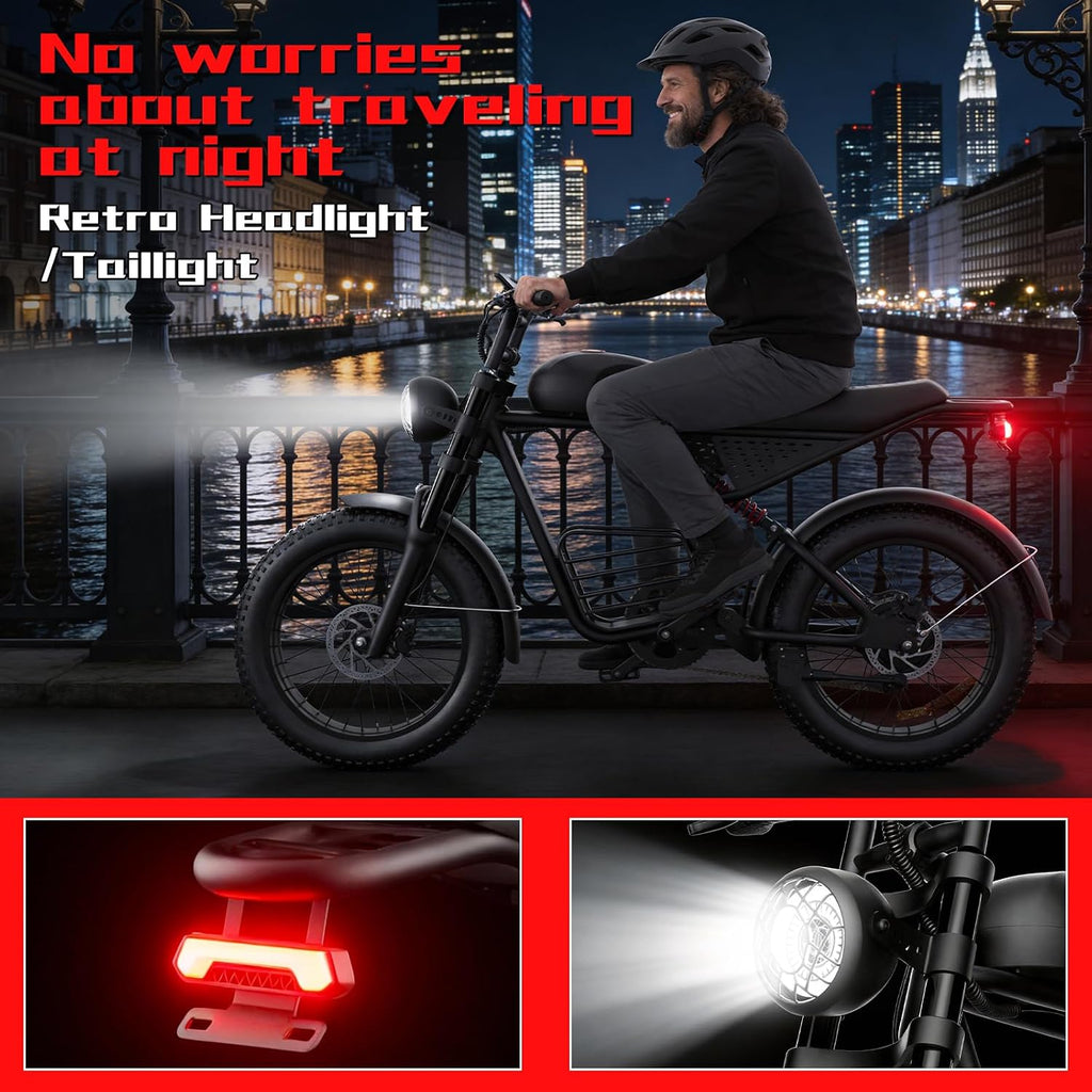 Electric Bike for Adults, 1000W Peak Motor, 30-35 MPH Top Speed, 40-60 Miles Range, 48V 15Ah Removable Battery, 20" Fat Tire, Full Suspension, UL 2849 Certified, All-Terrain EBike