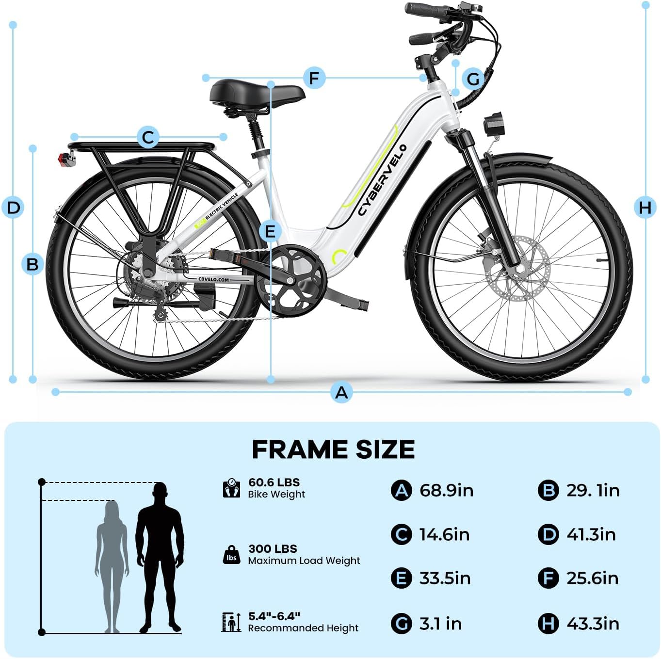 Cybervelo 750W Peak Electric Bike for Adults,up 80 Miles Removable Battery Ebike, 26" Electric E Bike with 7-Speed,Adult Electric Bicycles for Commute Beach Snow Womens/Man All Terrain