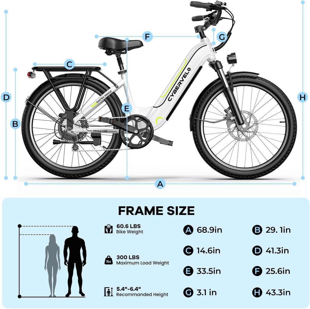 750 Peak Electric Bike for Adults,up 80 Miles Removable Battery Ebike, 26" Electric E Bike with 7-Speed,Adult Electric Bicycles for Commute Beach Snow White Womens All Terrain