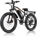 26" Fat Tire Electric Bike for Adults, Up to 35MPH & 60-100+ Miles Long Range Ebike, Dual/Single Motor All Terrain Mountain Bike w/ Removable Battery & Lockable Suspension for Snow Off-Road Commute